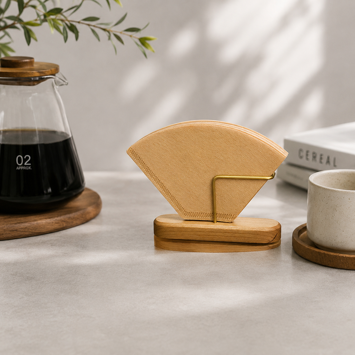 Wooden Coffee Filter Paper Storage Rack.