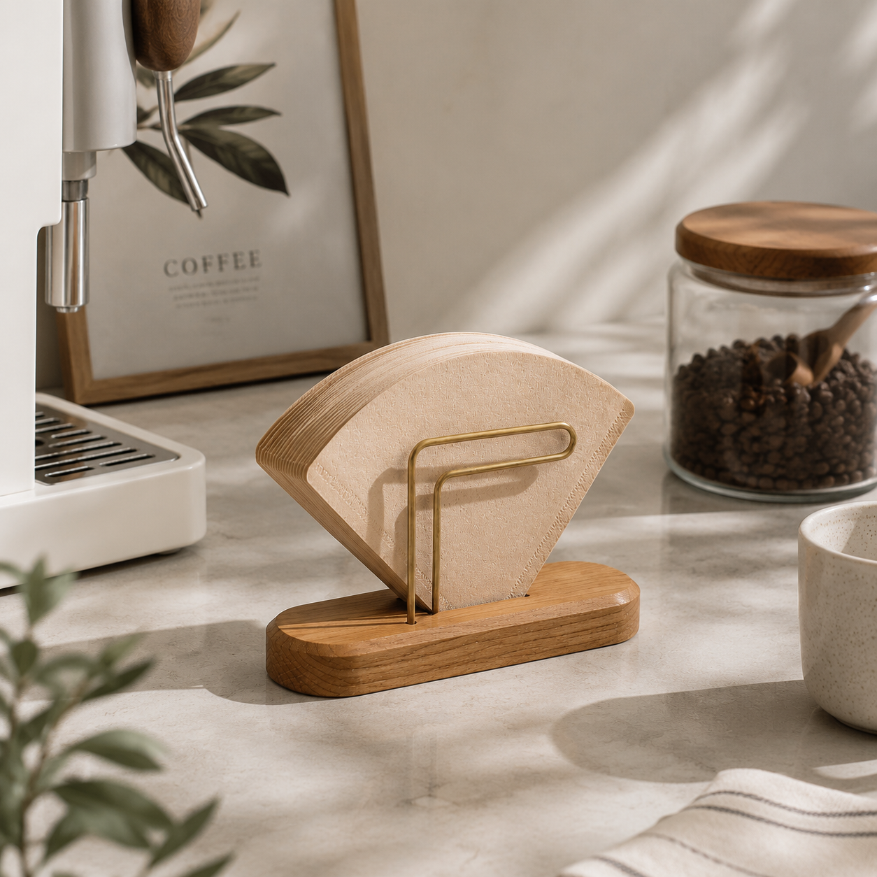 Wooden Coffee Filter Paper Storage Rack.