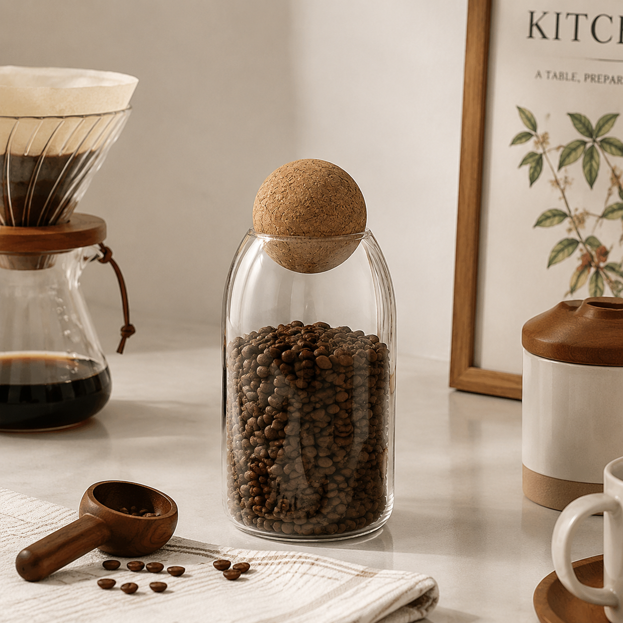 Glass Storage Jar with Wooden Lid.