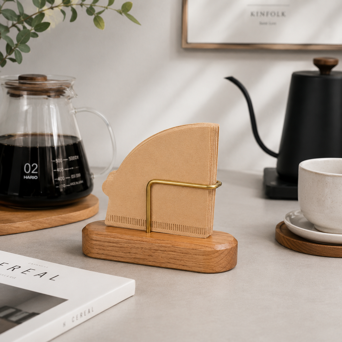 Wooden Coffee Filter Paper Storage Rack.