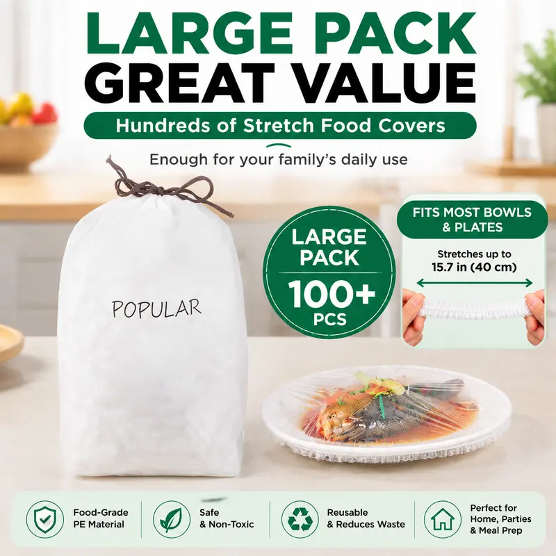 VireloLiving™ 1-Second Stretch Food Covers (100 Pcs)