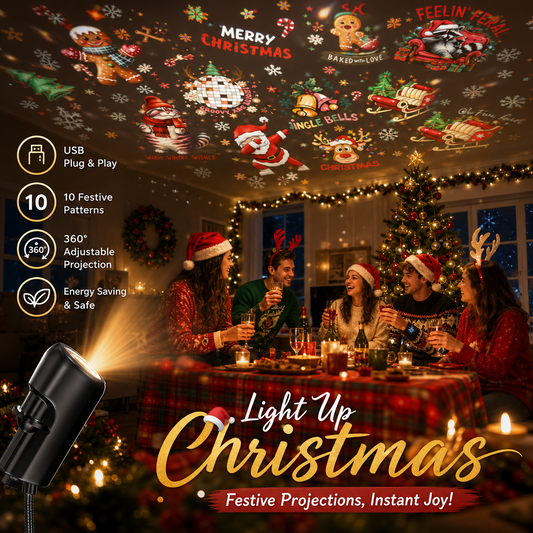Plug‑and‑Play HD Holiday Projector, Multi‑Scene Projection Light for Christmas