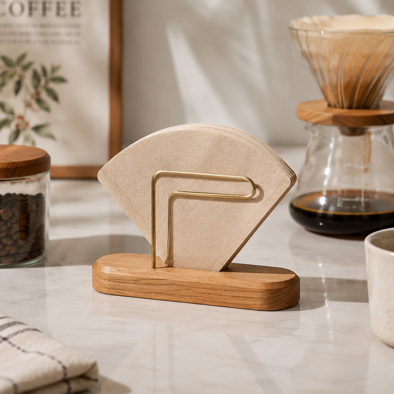 Wooden Coffee Filter Paper Storage Rack.