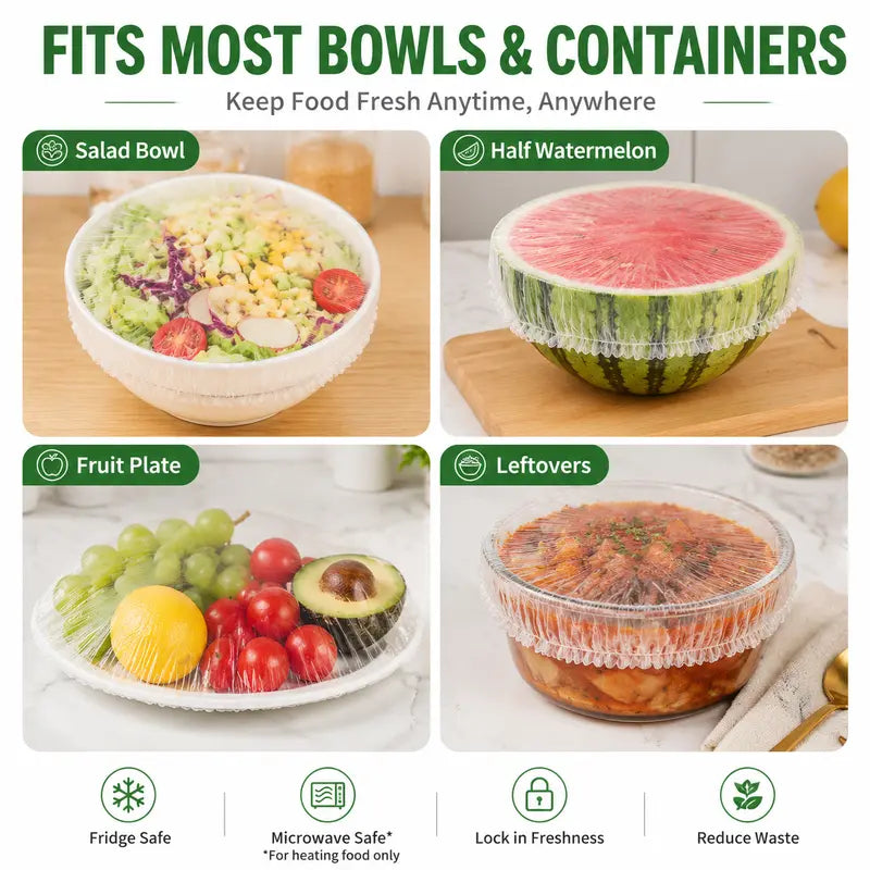 VireloLiving™ 1-Second Stretch Food Covers (100 Pcs)