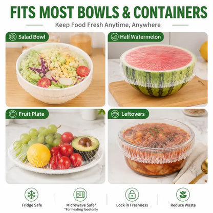 VireloLiving™ 1-Second Stretch Food Covers (100 Pcs)