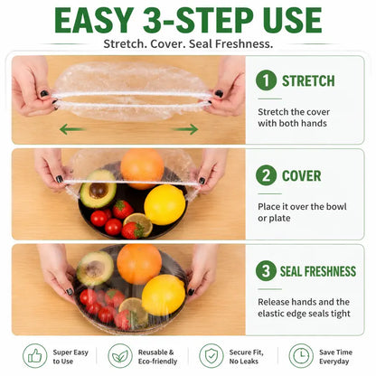 VireloLiving™ 1-Second Stretch Food Covers (100 Pcs)