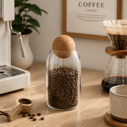 Glass Storage Jar with Wooden Lid.