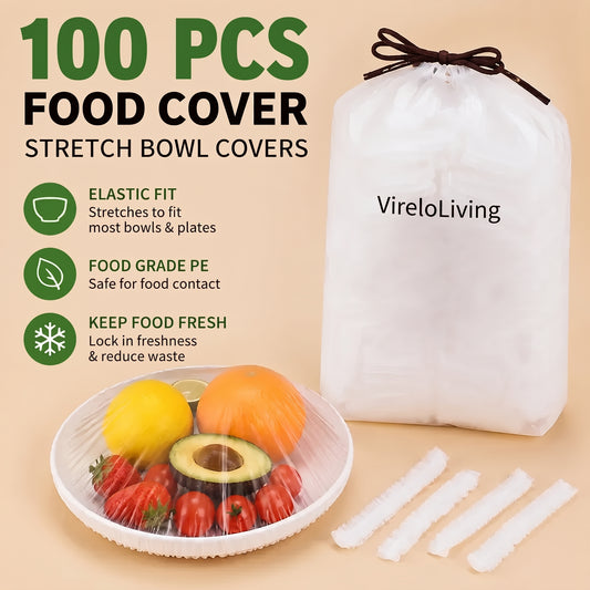 VireloLiving™ 1-Second Stretch Food Covers (100 Pcs)