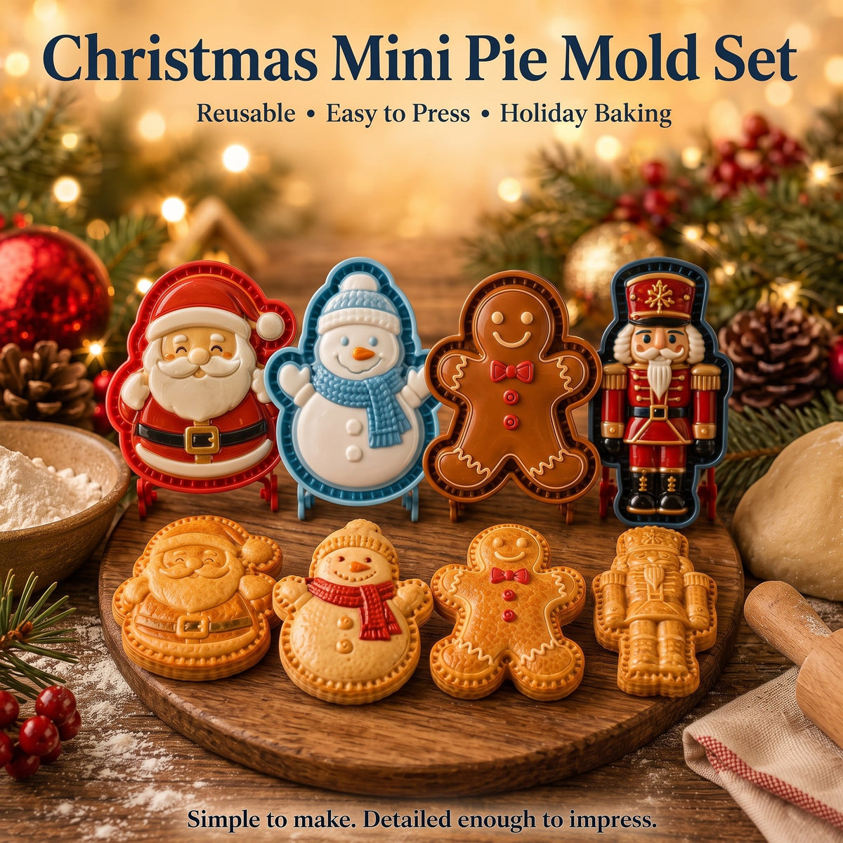 🔥Festive 3D Christmas Mini Pie Mold Set – Create Delightful Holiday Pocket Pies🎄