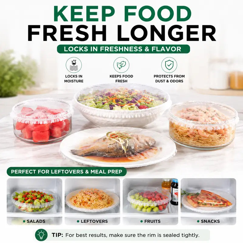 VireloLiving™ 1-Second Stretch Food Covers (100 Pcs)