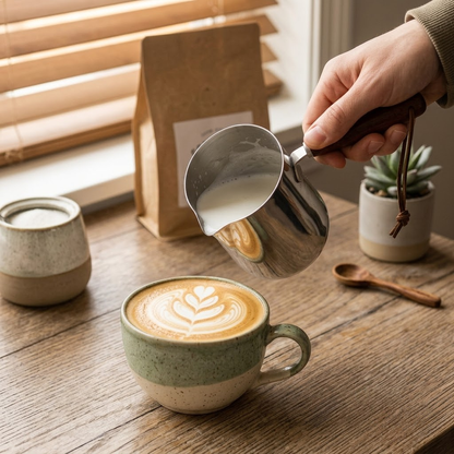 Stainless Steel Milk Frothing Pitcher.