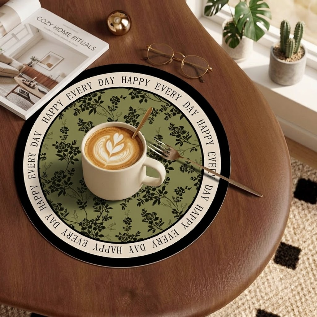 Round Absorbent Leather Coffee Coaster.